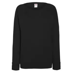 Image of Fruit OF The Loom Ladies Fitted Lightweight Raglan Sweatshirt (240 GSM) (L) (Black)