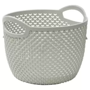 Image of JVL - Droplette Design Plastic Round Storage Basket, 3.3L,16 x 19cm Approx, Grey, One Size