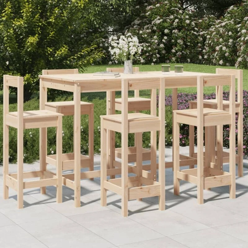 Image of VIDAXL 7 Piece Garden Bar Set Solid Wood Pine Vidaxl 8720845717254