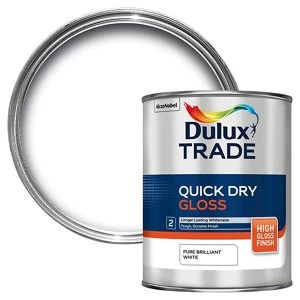 Image of Dulux Trade Pure brilliant white Gloss Metal & wood Paint 1L