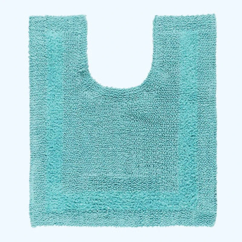 Image of Homescapes Luxury Reversible Cotton Pedestal Mat - Aqua