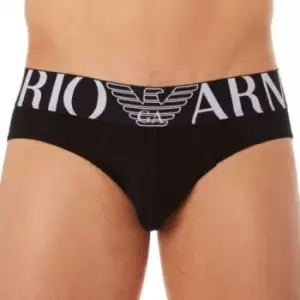Image of Emporio Armani Stretch Cotton Megalogo Brief - Black M