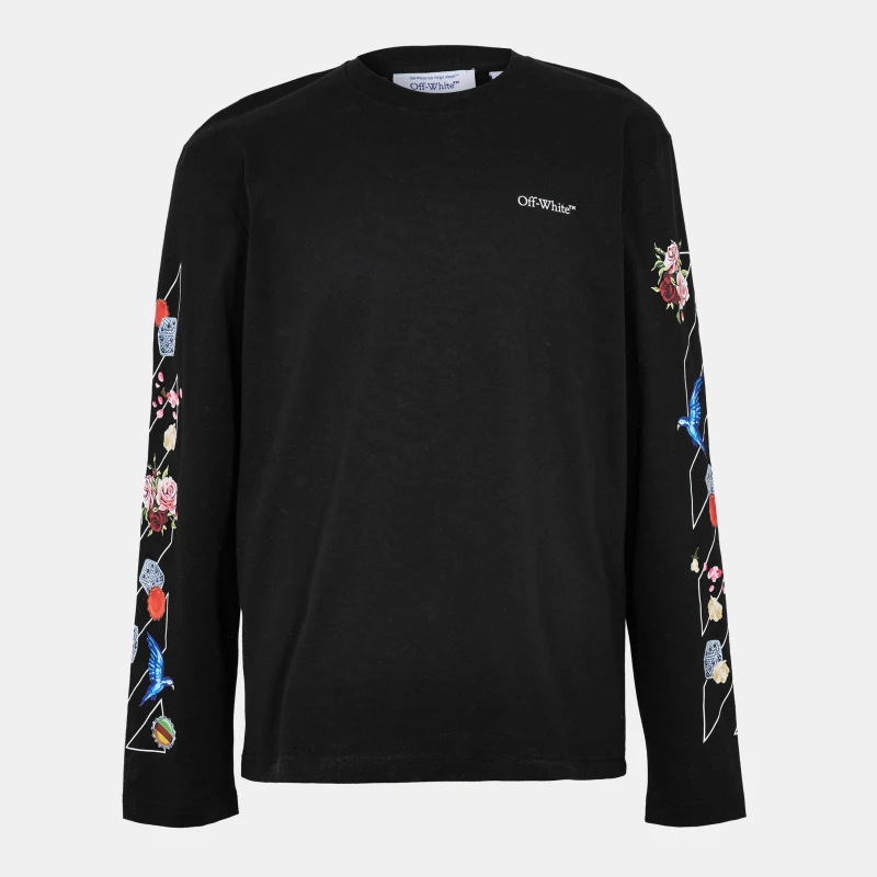 Image of Off White Mens Diag Skate T Long Sleeve T-Shirt Black-White male XS
