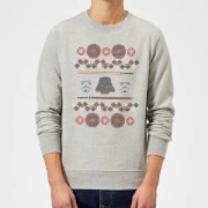 Image of Star Wars Empire Knit Grey Christmas Sweatshirt - L - Grey