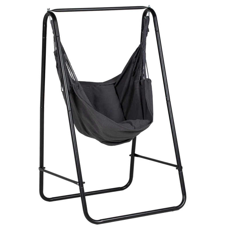 Image of Outsunny Patio Hammock Chair w/ Cushion, Armrest, Grey 84A-329V70CG
