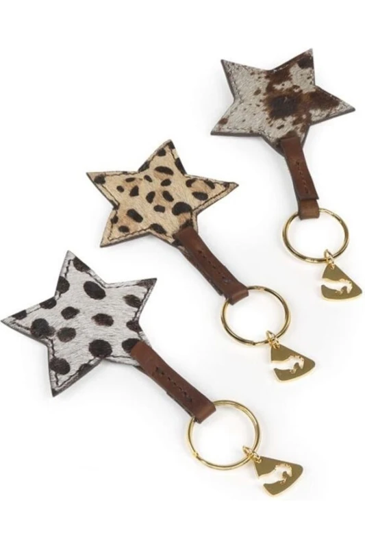 Image of Aubrion Aubrion Cow Print Leather Keyring in Grey Grey One Size Unisex 5059699474314