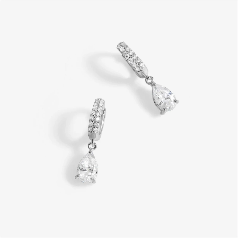 Image of Simply Silver Sterling Silver 925 Cubic Zirconia Huggie Hoop Earrings Silver