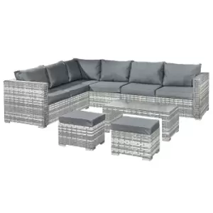 Image of Oseasons Aruba Rattan 8 Seat Corner Set In Dove Grey