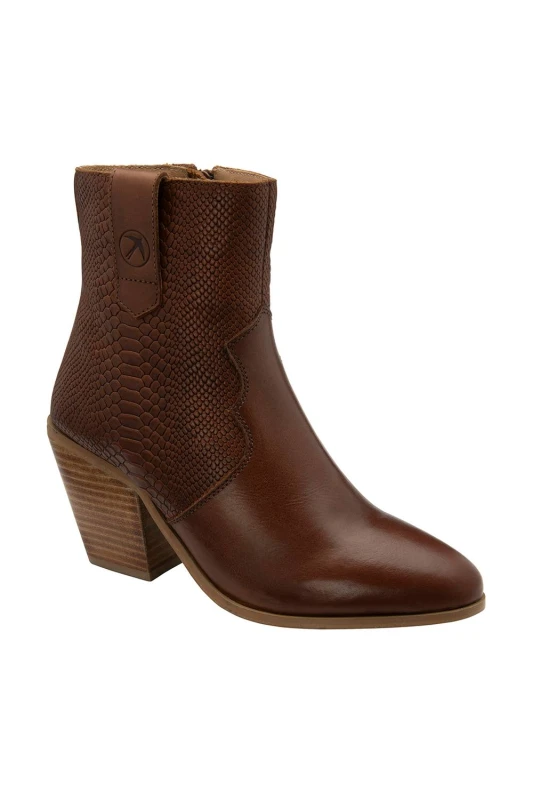Image of Ravel Womens 'Dorey' Leather Heeled Ankle Boots in Tan Size: 6 Tan Female 6