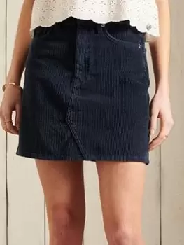 Image of Superdry Cord Mini Skirt - Blue Size 32, Women