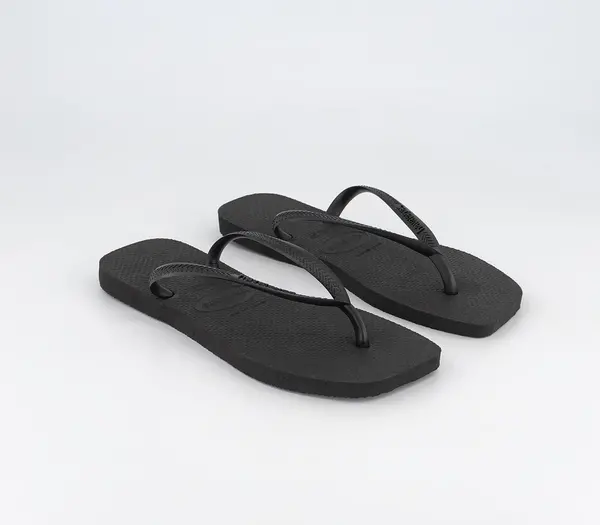 Image of Havaianas Womens Slim Square Flip Flops Black, 6/7