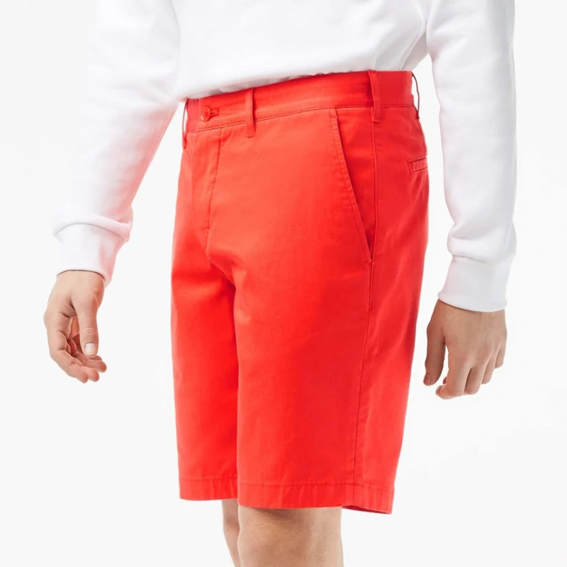 Image of Lacoste Slim Fit Stretch Cotton Bermuda Shorts - Orange Orange 40