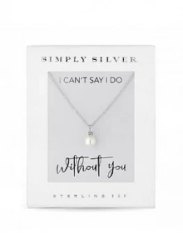 Image of Simply Silver Cubic Zirconia Fresh Water Pearl Pendant Necklace