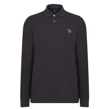 Image of Paul Smith Long Sleeve Zebra Polo Shirt - Brown