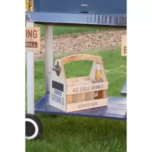 Image of Wooden Beer Caddy with Bottle Opener