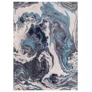 Image of Asiatic Aurora AU18 Rug - Ocean - 200x290cm - Blue/Navy/Silver/White