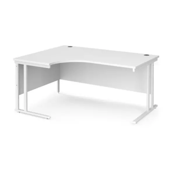 Image of Office Desk Left Hand Corner Desk 1600mm White Top With White Frame 1200mm Depth Maestro 25 MC16ELWHWH