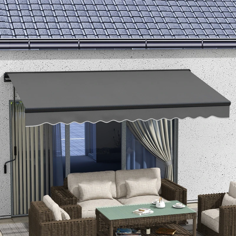 Image of Outsunny Outsunny 3.5 x 2.5m Electric Retractable Awning, Aluminium Frame Dark Grey 5056725500177