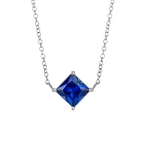 Image of Princess cut lab created sapphire necklace GN375L