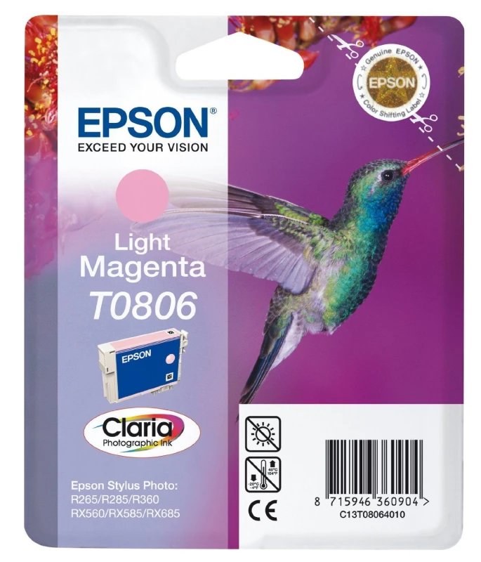 Image of Epson C13T08064010/T0806 Ink cartridge light magenta. 520 pages ISO/IE