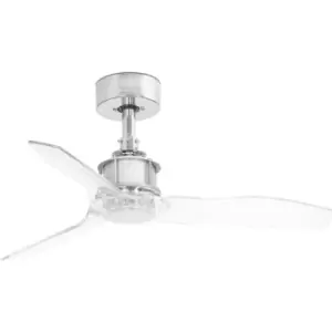 Image of Faro Just Fan XS Chrome, Transparent ceiling fan 3 Blades 81cm