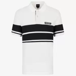 Image of Armani Exchange Stripe Cotton Polo Shirt - S