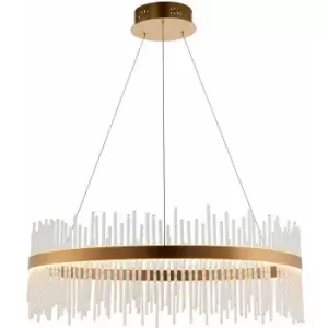 Image of Brushed Gold Ceiling Pendant Light - Decorative Glass Rods - Integrated led