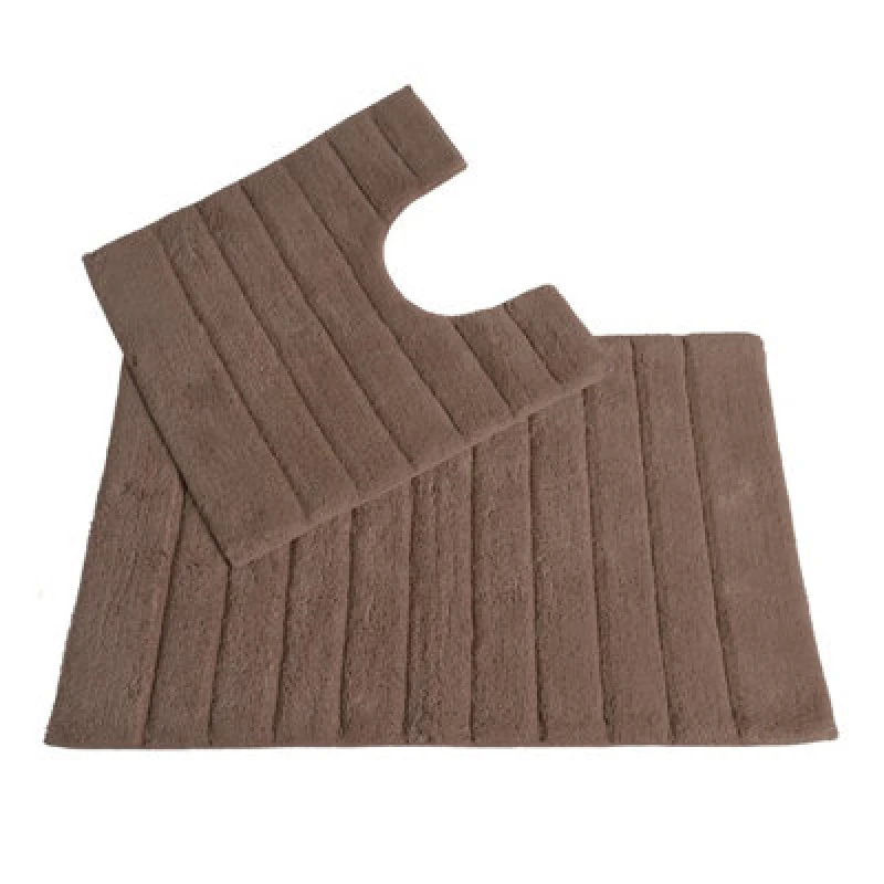 Image of Allure Bath Fashions Ribbed Two Piece Bath Mat & Toilet Mat Set - Mocha