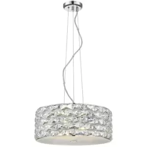 Image of Impex Aruba 5 Light LED Chrome Crystal Pendant Ceiling Light