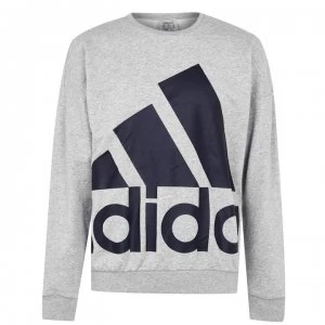 Image of adidas Mens Favorite Pullover Sweatshirt Loose - MedGrey/Black