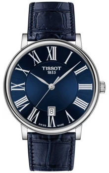 Image of Tissot Mens Carson Premium Blue Leather Strap Blue Watch