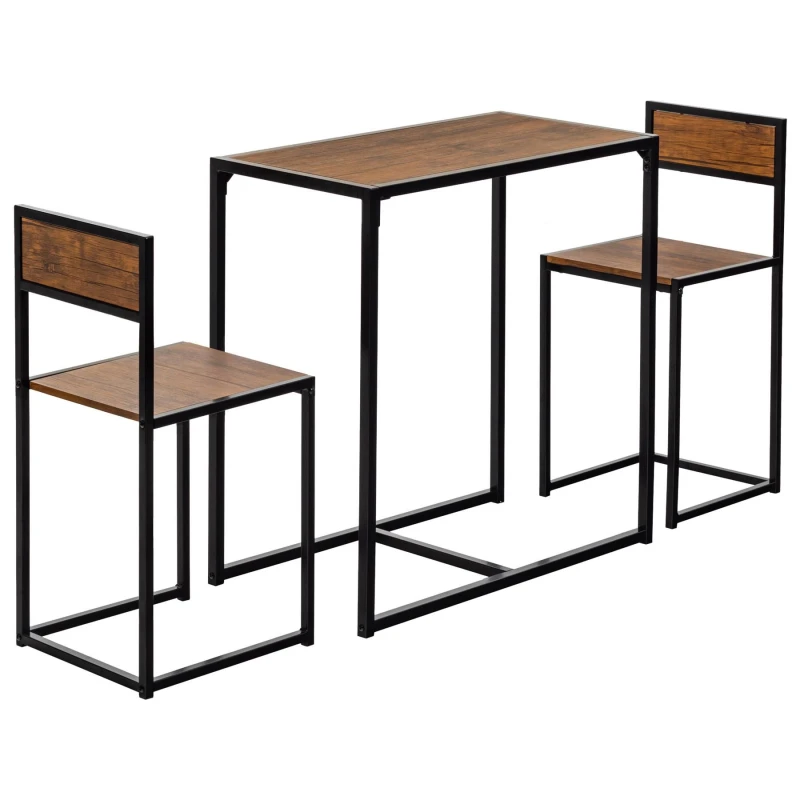 Image of Harbour Housewares Industrial 2 Seater Breakfast Bar Set Brown Brown