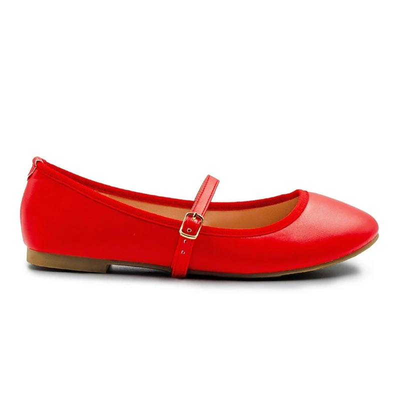 Image of Where's That From 'Josie' Ballerina Flats With Strap Detail Red