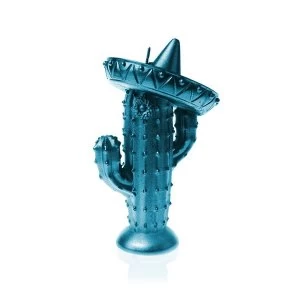 Image of Blue Metallic Cactus Sombrero Candle