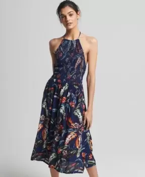 Image of Superdry Vintage Smocked Halter Neck Dress