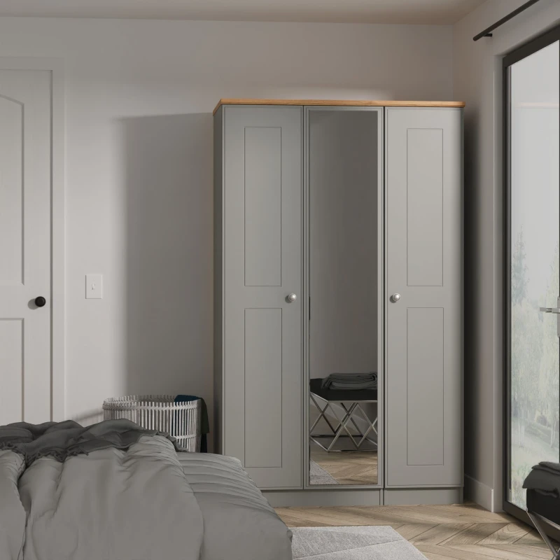 Image of Welcome Furniture Welcome Furniutre Tilly Triple Mirror Wardrobe - Ready Assembled VIC137DGRO