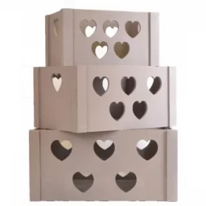 Image of Set of 3 Wooden Heart Storage Crates
