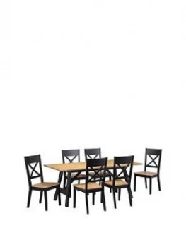 Image of Julian Bowen Hockley 190 Cm Solid Wood Dining Table + 6 Chairs