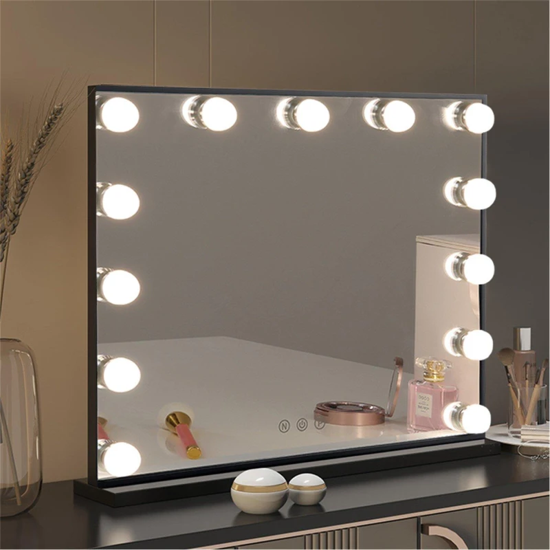 Image of Kabinet UK Rectangular Makeup Mirror with 13 LED Bulbs Black unisex Medium