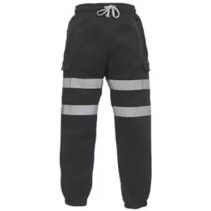 Image of Yoko Adults Unisex Hi Vis Jogging Pants (S) (Black) - Black