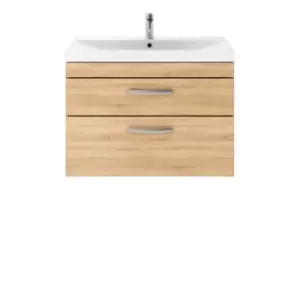 Image of Nuie Athena 800 Wall Hung 2-drawer Vanity & Thin-edge Basin - Natural Oak