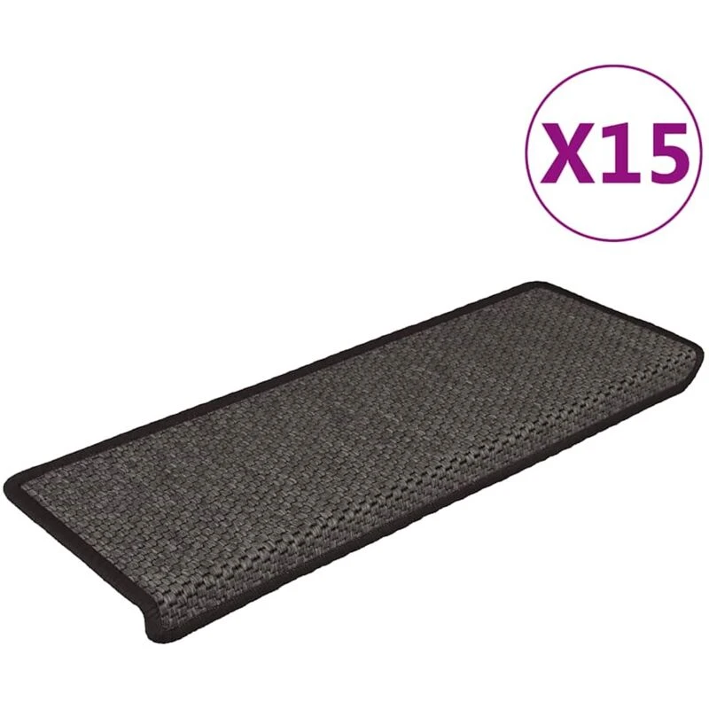 Image of VIDAXL Vidaxl - Stair Mats Self-adhesive Sisal-Look 15 pcs 65x21x4cm Anthracite 8720286329795