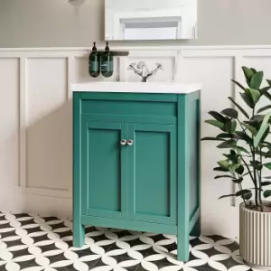 Image of 600mm Green Freestanding Vanity Unit with Basin - Avebury