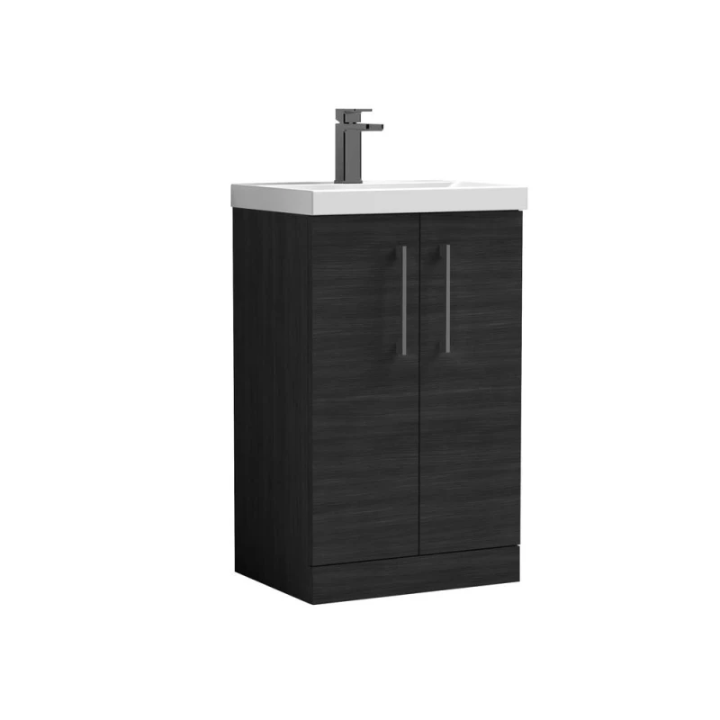 Image of Balterley Modern Bathroom 2 Soft Close Door Vanity Unit Basin, Black, 510mm in Black Unisex