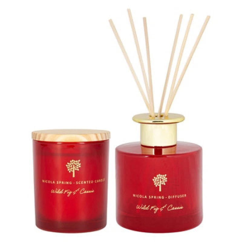 Image of Nicola Spring Scented Candle & Reed Diffuser Set - 130G - Wild Fig & Cassis