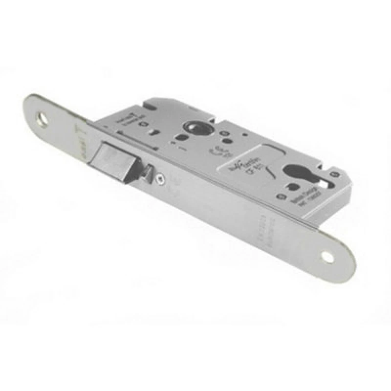 Image of Loops Architectural DIN Euro Profile Nightlatch Radius Forend Satin Stainless Steel Metallics unisex