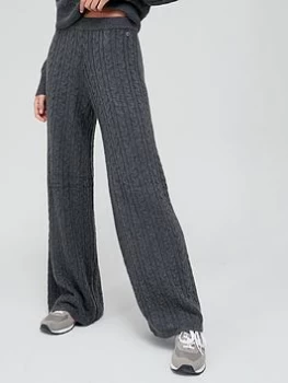 Image of Guess Tamara Wide Leg Cable Knit Trouser - Medium Heather Grey Size M Women