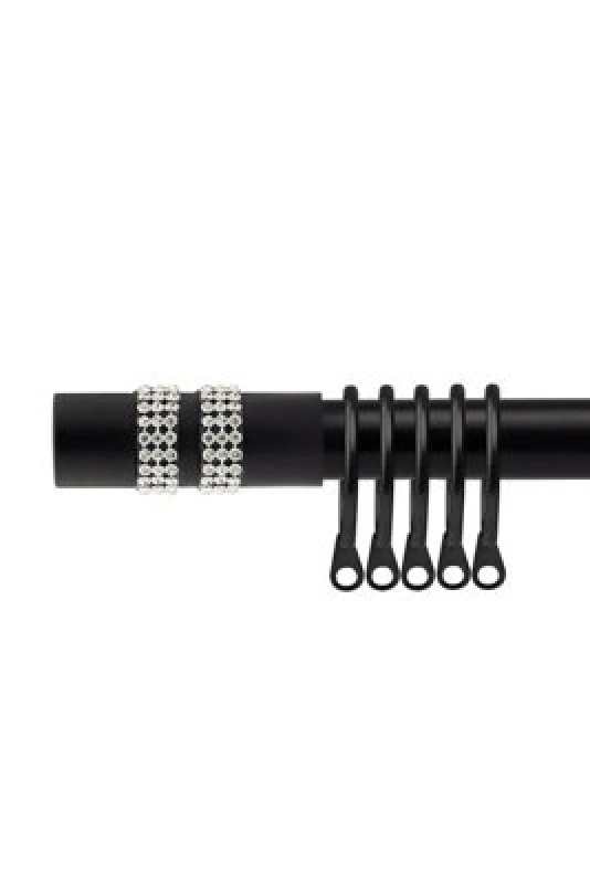 Image of 16-19mm Sparkle Extendable Metal Curtain Pole Set Black 120-210Cm