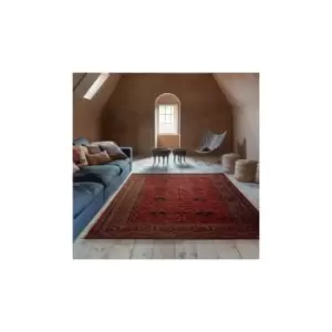 Image of Homespace Direct - Rug Kashqai Dark Red 80x160cm Carpet Small Rugs - Red