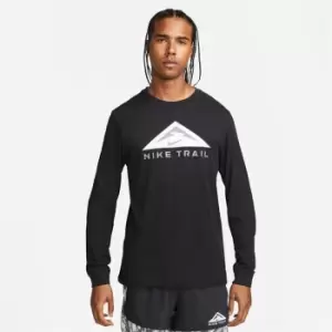 Image of Nike Dri-Fit Trail Long Sleeve Mens T Shirt - Black
